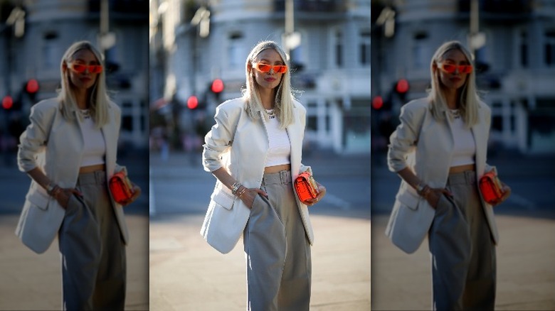 Woman posing on street