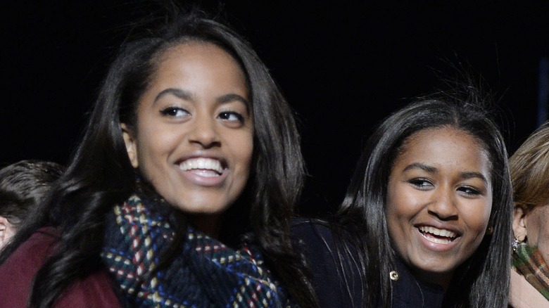 Malia and Sasha Obama smiling