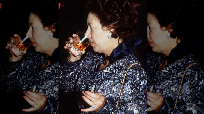 Princess Margaret with drink and cigarette