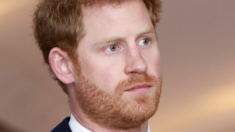 Prince Harry looks thoughtful 