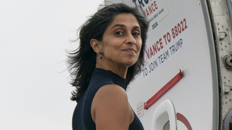 Usha Vance boards a private jet