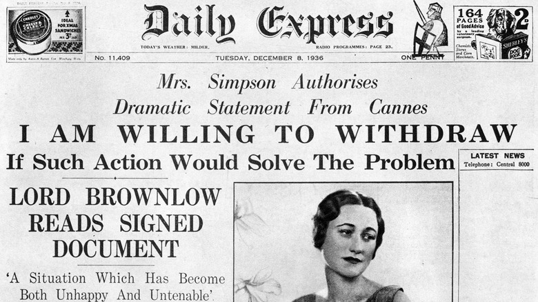 Old newspaper article about Wallis Simpson