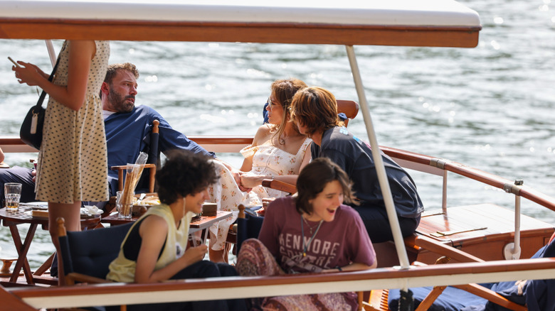 Ben Affleck and Jennifer Lopez on boat with kids