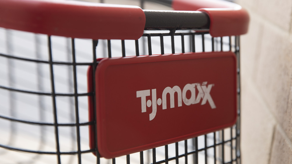 Shopping cart with TJ Maxx logo.