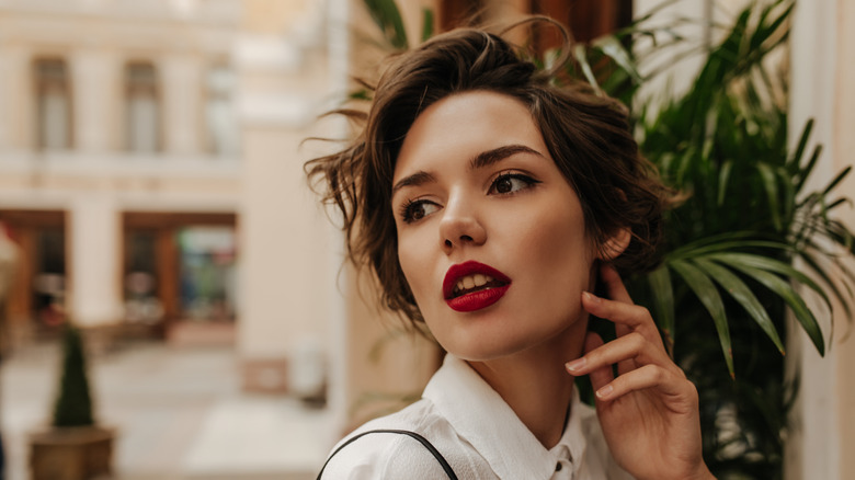 Woman rocking red lipstick