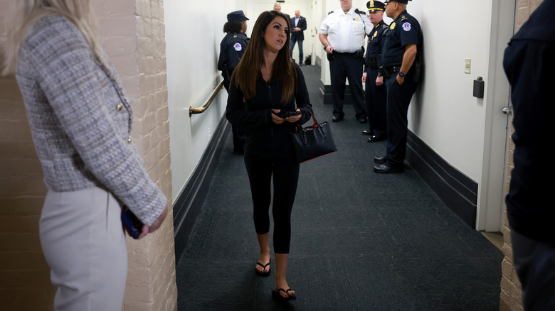 Lauren Boebert walking out in an all-black outfit