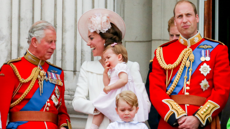 King Charles on balcony with the Cambridges