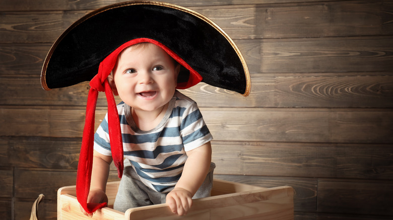 Baby boy dressed as a pirate