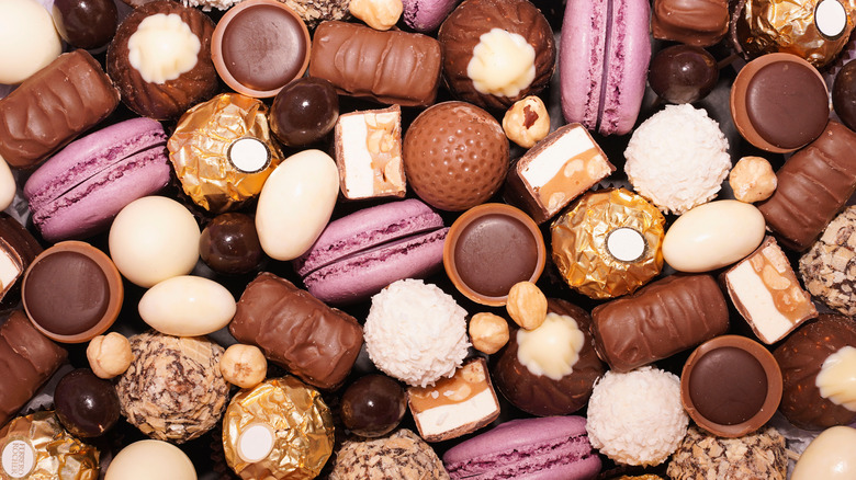 An assortment of chocolates  on a table