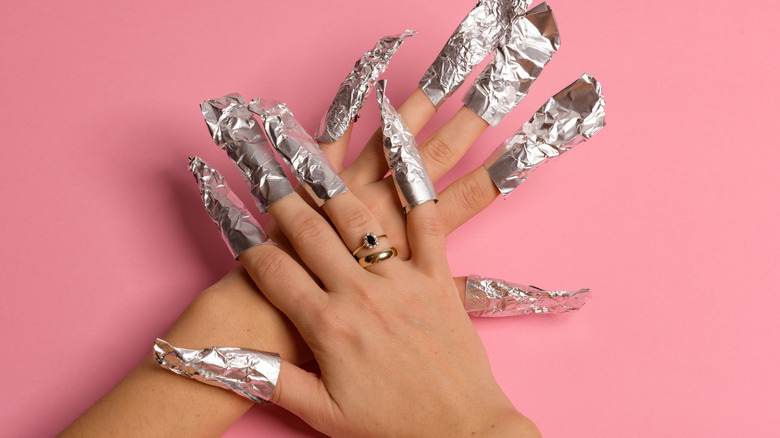 Nails with aluminum foil