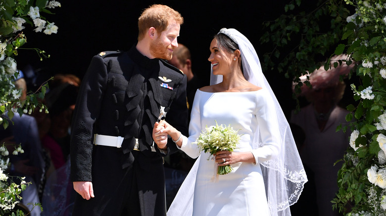 Prince Harry and Meghan Markle on their wedding day