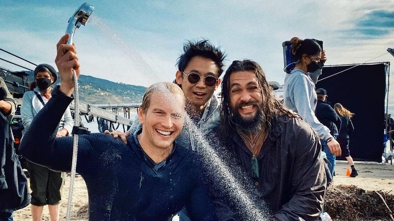 Patrick Wilson, James Wan, and Jason Momoa