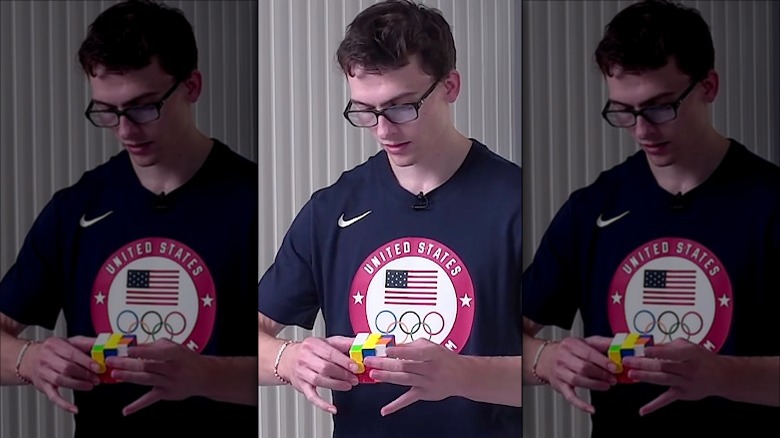 Stephen Nedoroscik solving Rubik's Cube