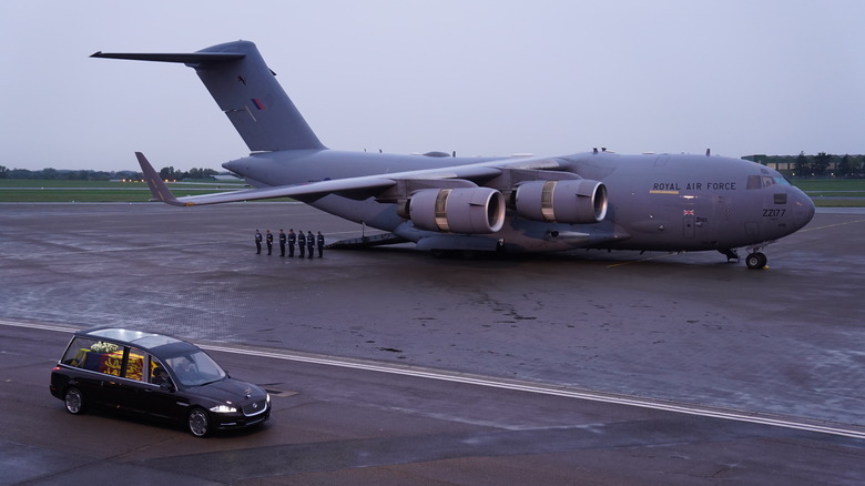 The Royal Air Force welcoming the queen's coffin