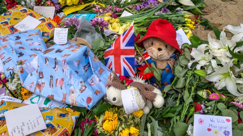 Paddington Bear flowers Queen Elizabeth tribute