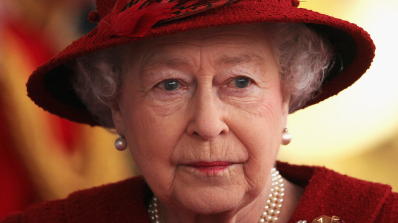 Queen Elizabeth looking serious