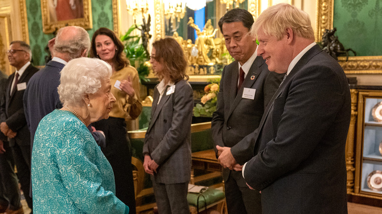 Queen Elizabeth II and Prime Minister Boris Johnson at an event