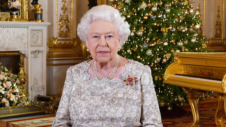 Queen Elizabeth posing for a photo after delivering her Christmas address