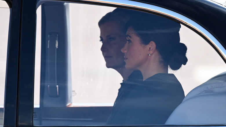 Meghan Markle in a car with Sophie, Countess of Wessex 