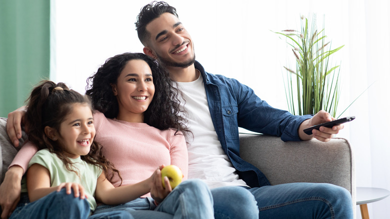 family watching television 