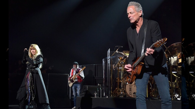 Fleetwood Mac performs on stage