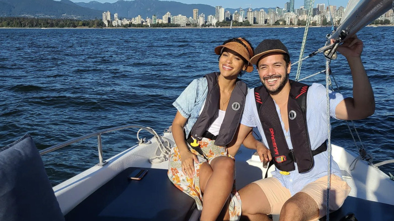 Alvina August and Marco Grazzini on a boat
