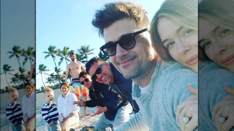 Leah Renee Cudmore and Nick Zano with friends on the beach