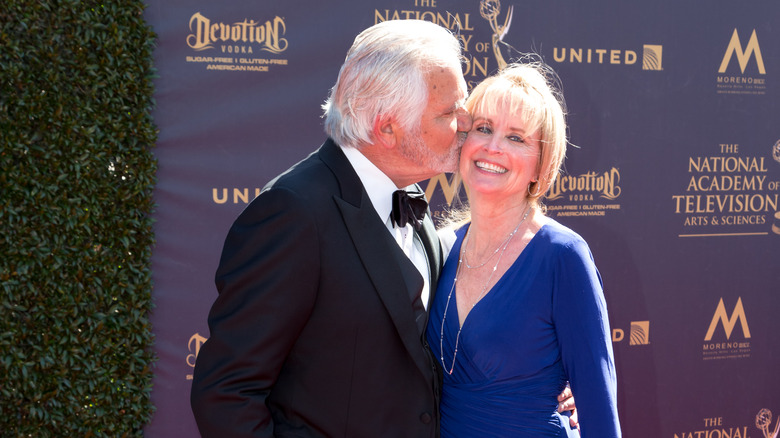 John McCook kissing wife Laurette