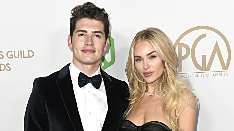 Gregg Sulkin and Michelle Randolph at the Producers Guild Awards in Los Angeles, 2020.