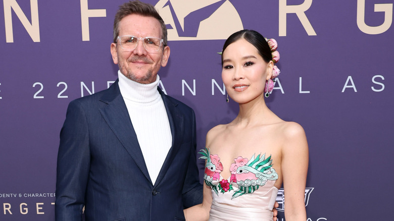 Sebastian Roche with wife Alicia Hannah Kim at the 22nd Annual Asian American Awards in California, 2024.