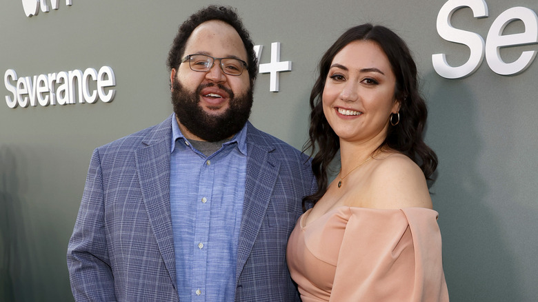 Anabella and Zach Cherry at the 'Severance' finale premiere