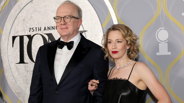 Tracy Letts and Carrie Coon arm in arm at the Tonys