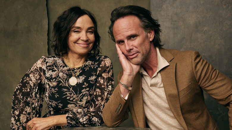 Walton Goggins and Nadia Conners posing for a portrait