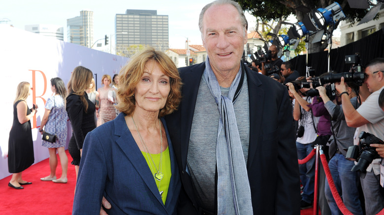 Craig T. Nelson and Doria Cook-Nelson smiling at Los Angeles premiere of 'Book Club' in 2018