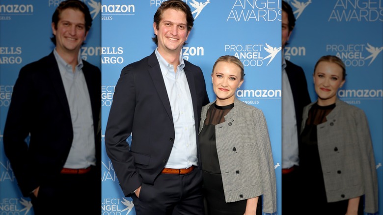 Jack Anthony and Emily Osment smiling at the Project Angel Food Angel Awards Gala in 2024