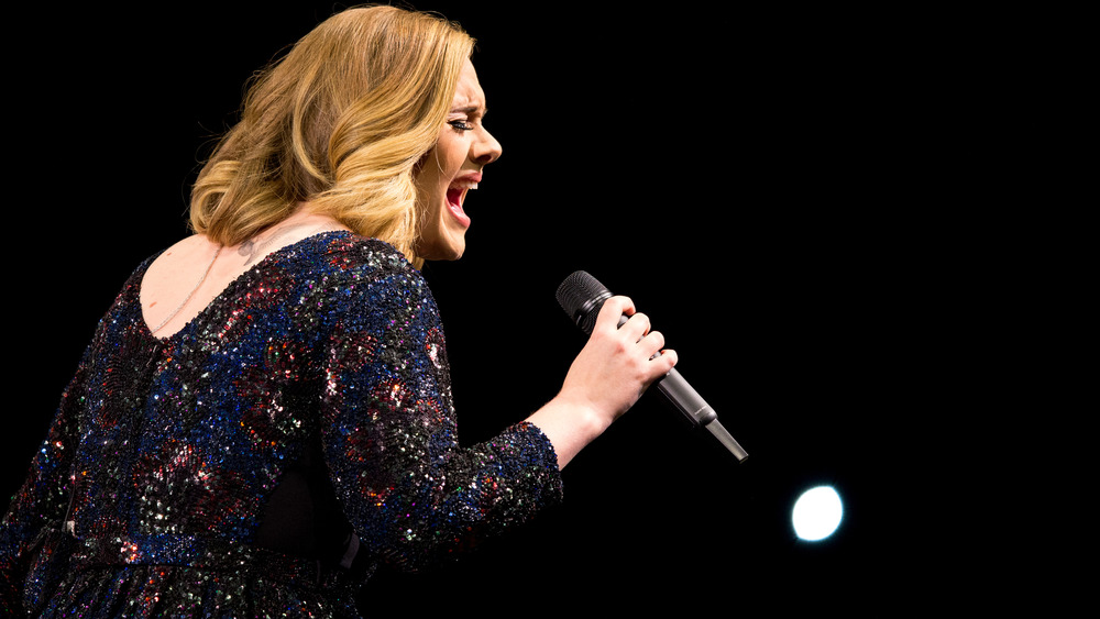 Adele performing on stage