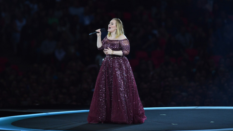 Adele singing for a crowd