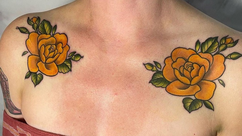 Yellow rose tattoo