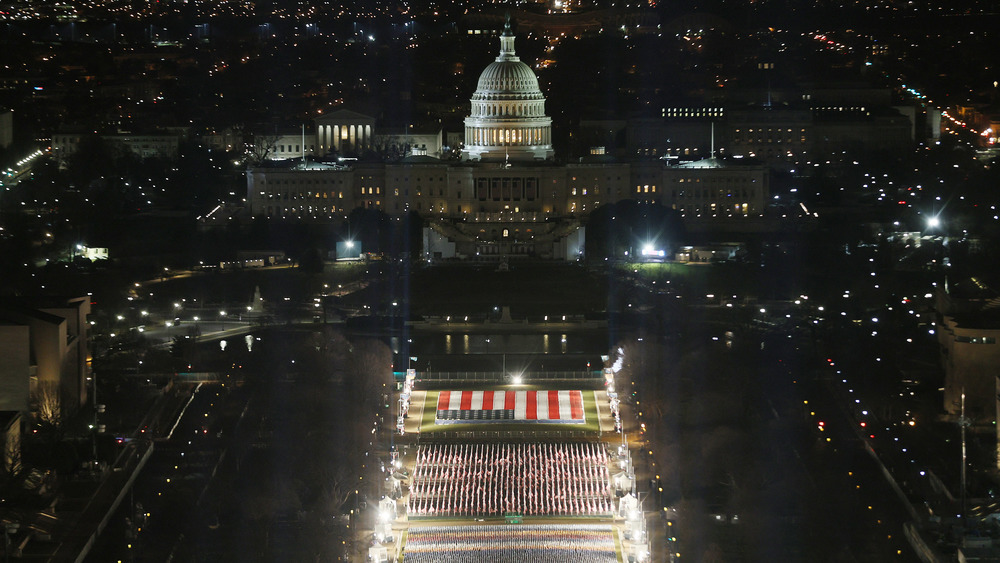 Field of Flags at night