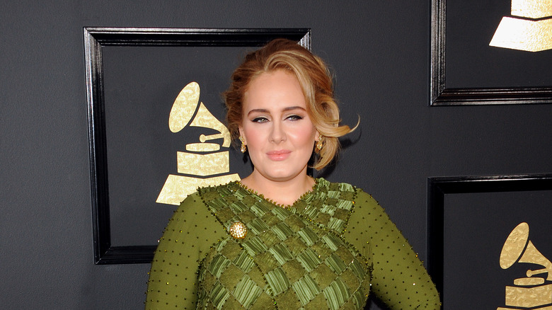 Adele at the Grammy's in 2017 wearing green dress