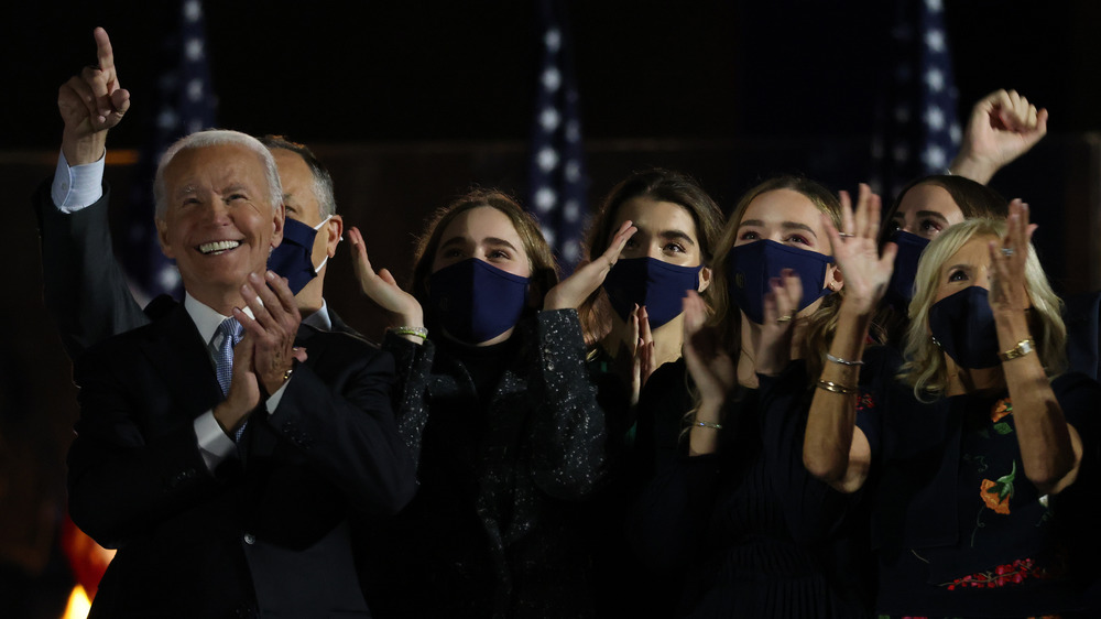 Biden family onstage at the victory celebrations