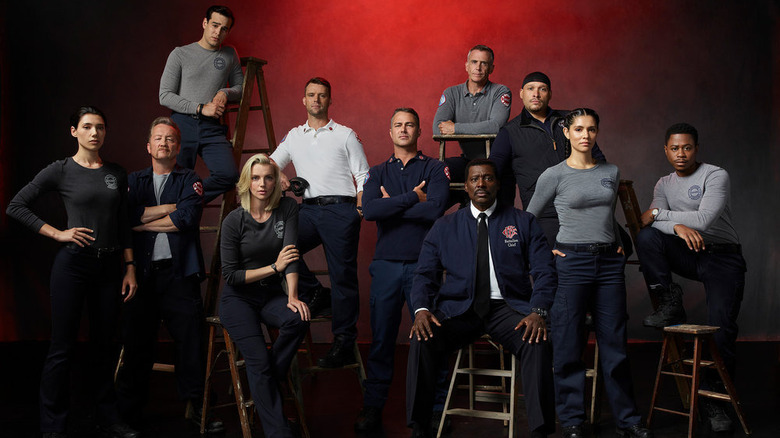 A promotional image of the cast of "Chicago Fire" including David Eigenberg