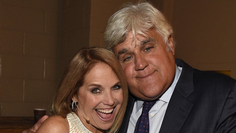 Katie Couric pals around with Jay Leno