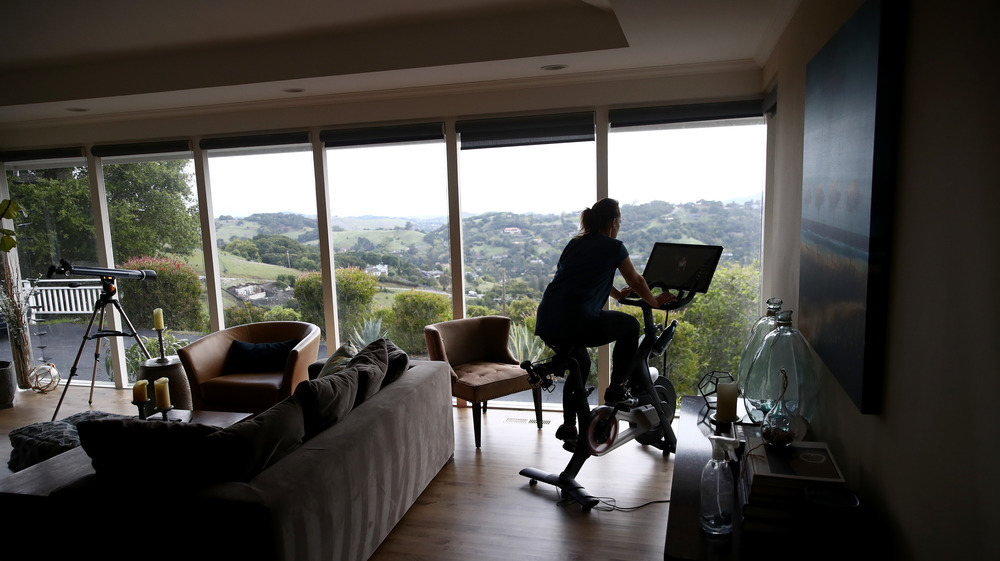 California-based Peloton user on her bike