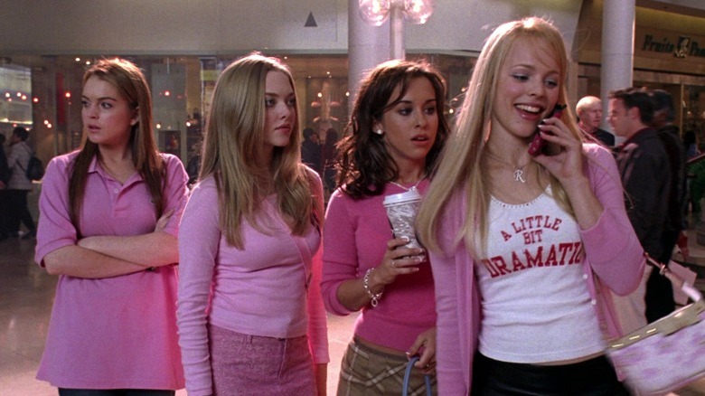 Lindsay Lohan, Amanda Seyfried, Lacey Chabert and Rachel McAdams in a screenshot from Mean Girls