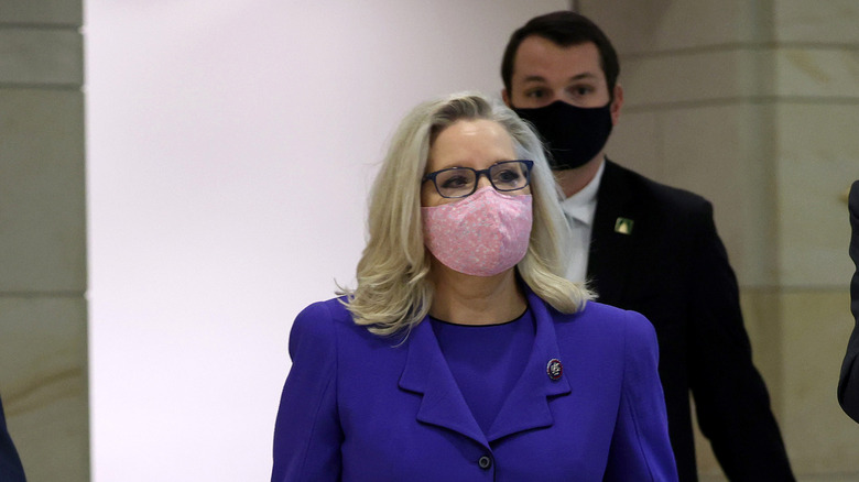 Liz Cheney arrives for the caucus meeting