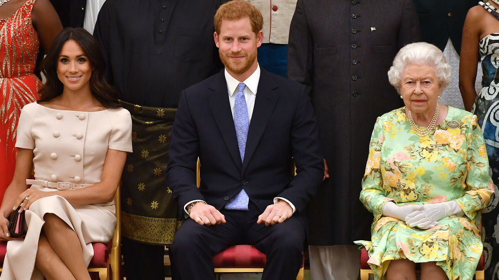 meghan Markle, Prince Harry, and Queen Elizabeth