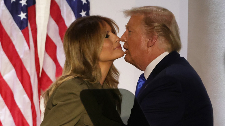 Donald Trump kissing Melania Trump