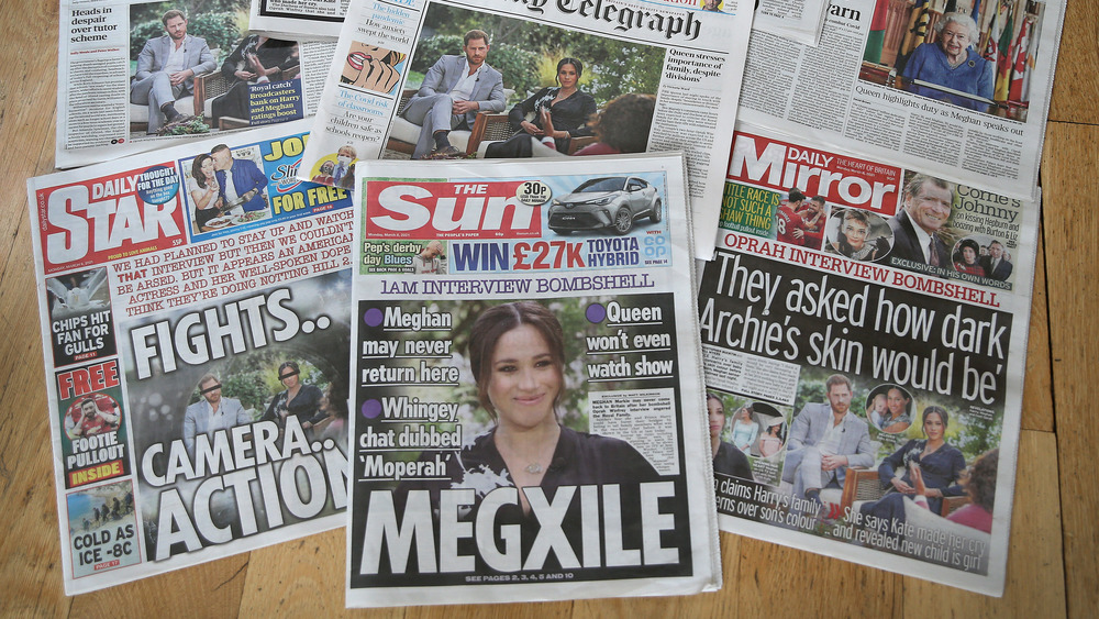 Newspaper headlines about Harry and Meghan