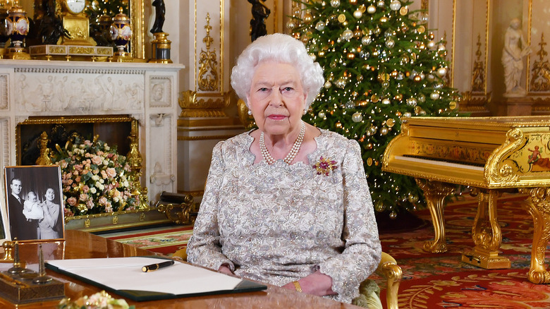 Queen Elizabeth at her desk